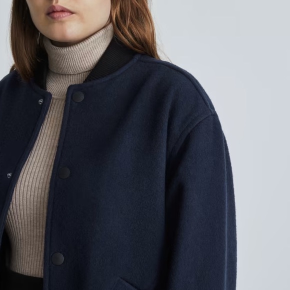 NWT everlane the rewool varsity bomber jacket button wool puffer - Picture 2 of 16